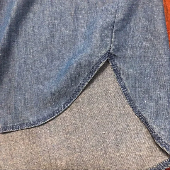 Loft Popover Chambray Linen Blend Soften Tunic Shirt Top - Picture 8 of 8
